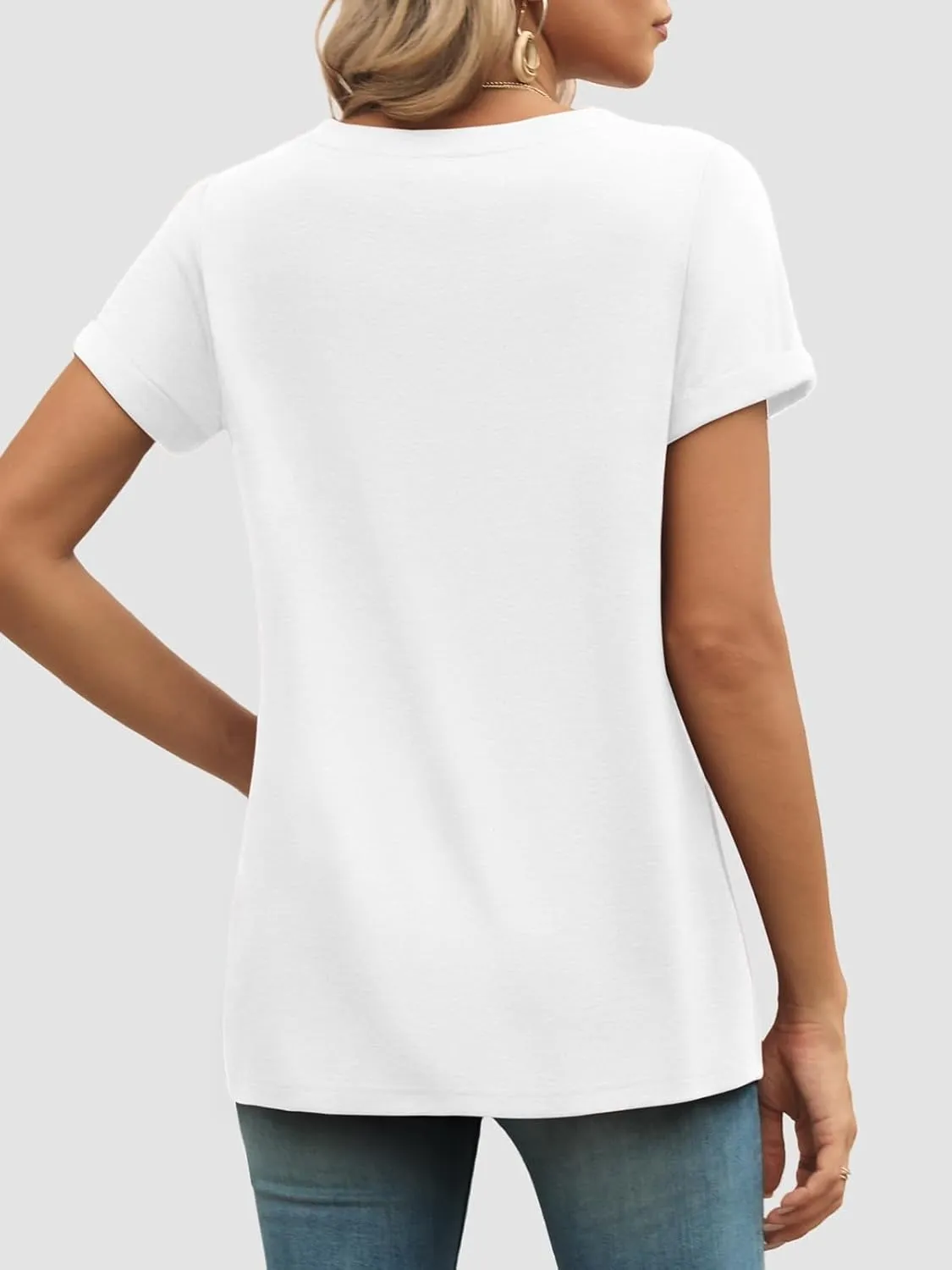 ATHMILE T Shirts Short Sleeve V Neck Tees for Women Fashion Tops Trendy Lightweight Casual Summer Outfits Clothes 2025 Beach