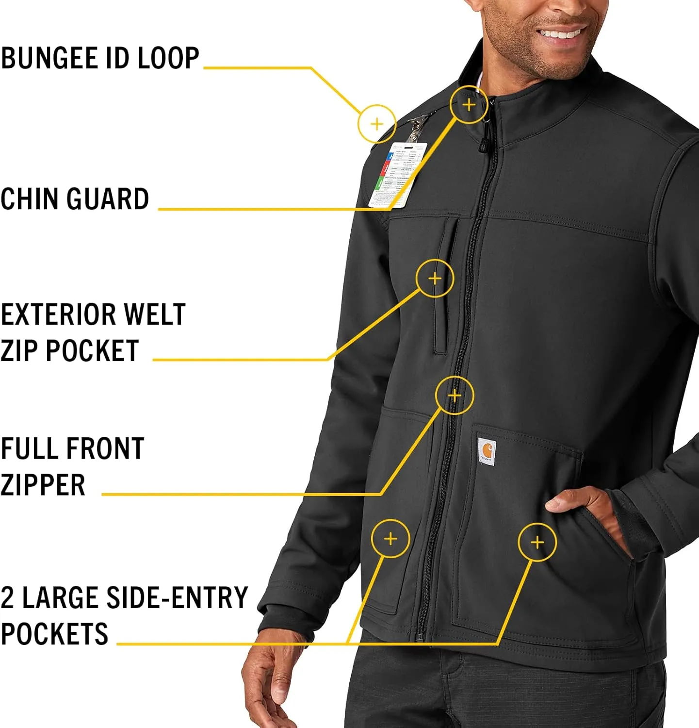Carhartt Scrubs C80023 Men's Rugged Flex Modern Fit Bonded Fleece Jack