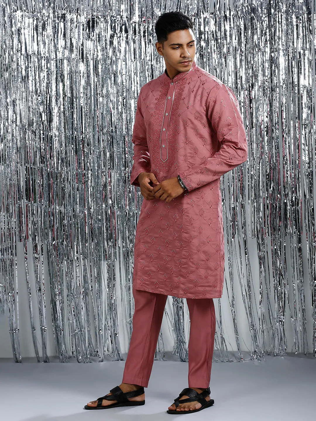 CHATEAU ROSE KURTA SET WITH INTRICATE EMBROIDERY WORK