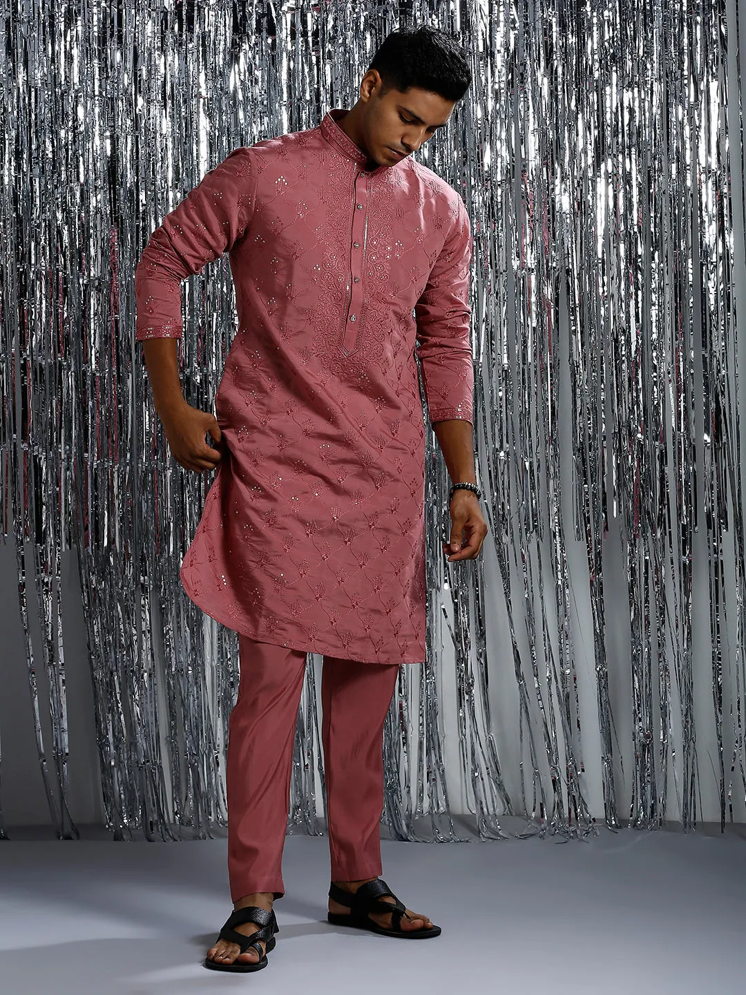 CHATEAU ROSE KURTA SET WITH INTRICATE EMBROIDERY WORK