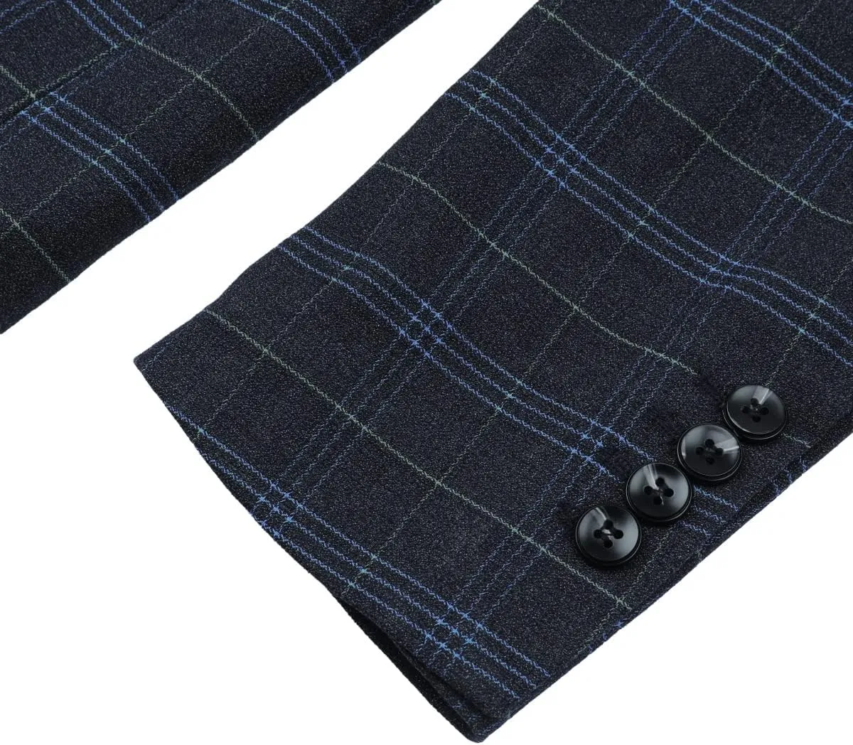 Cloudstyle Mens 3-Piece Plaid Suit Set Modern Fit Jacket Tux Blazer Vest Pants