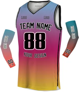 Custom Gradient Basketball Jersey Design Any Team Name Logo,Personalized Sport Jerseys for Men/Women/Youth