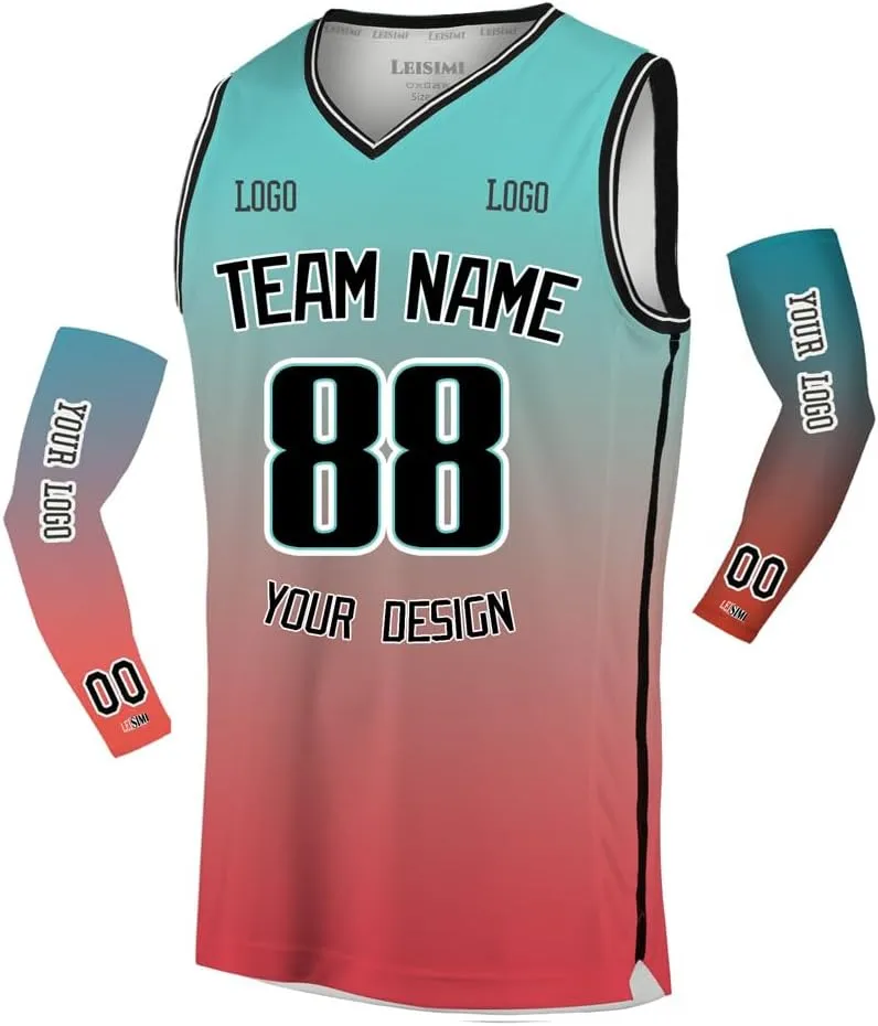Custom Gradient Basketball Jersey Design Any Team Name Logo,Personalized Sport Jerseys for Men/Women/Youth