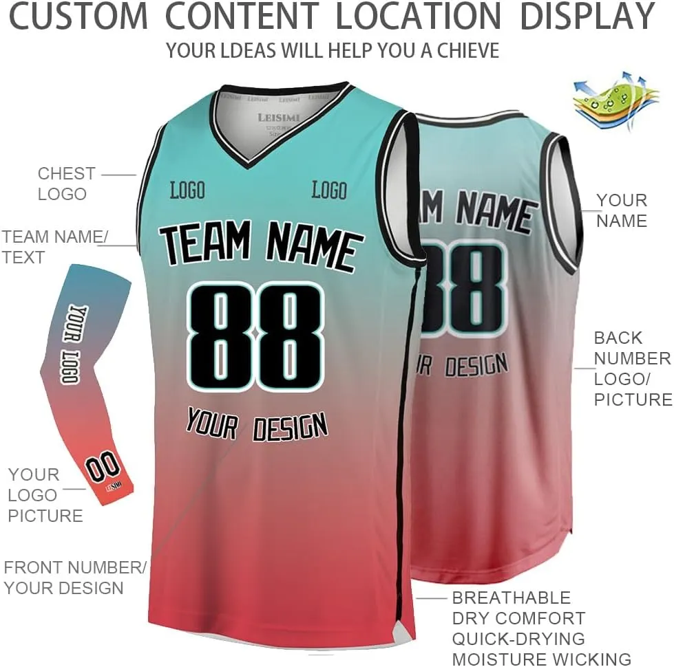 Custom Gradient Basketball Jersey Design Any Team Name Logo,Personalized Sport Jerseys for Men/Women/Youth