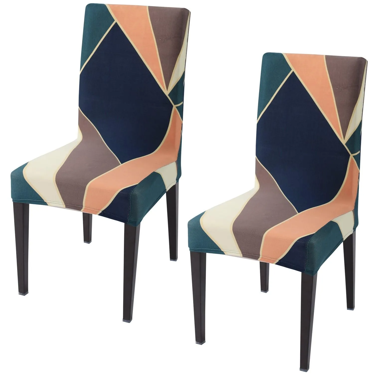 Elastic Stretchable Dining Chair Cover, Green Peach Abstarct