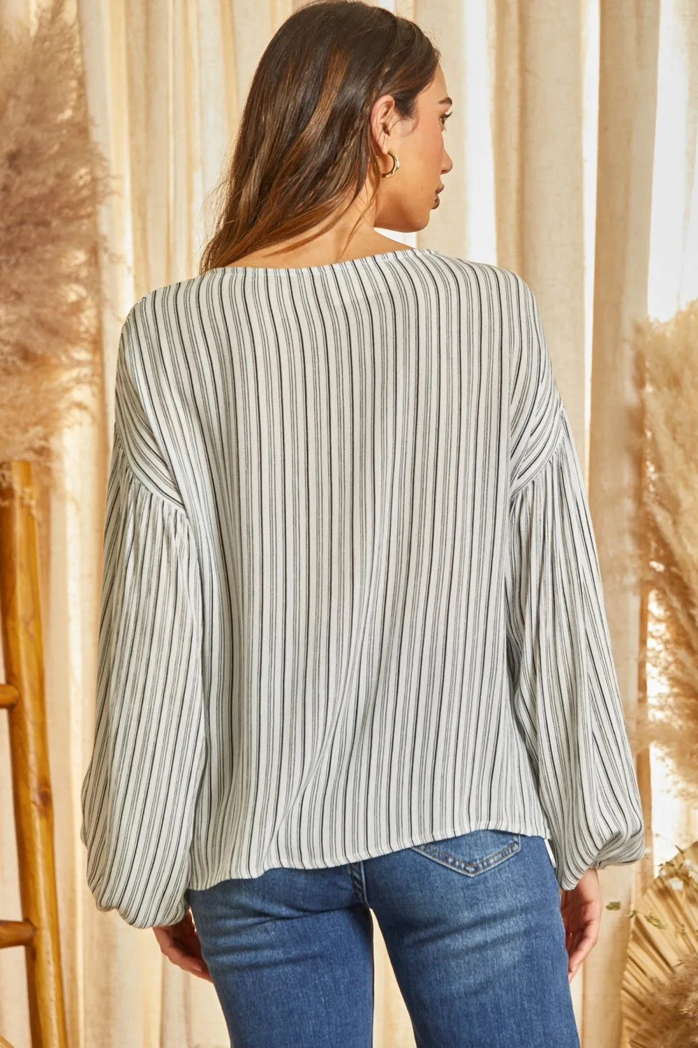 Embroidered & Striped Top