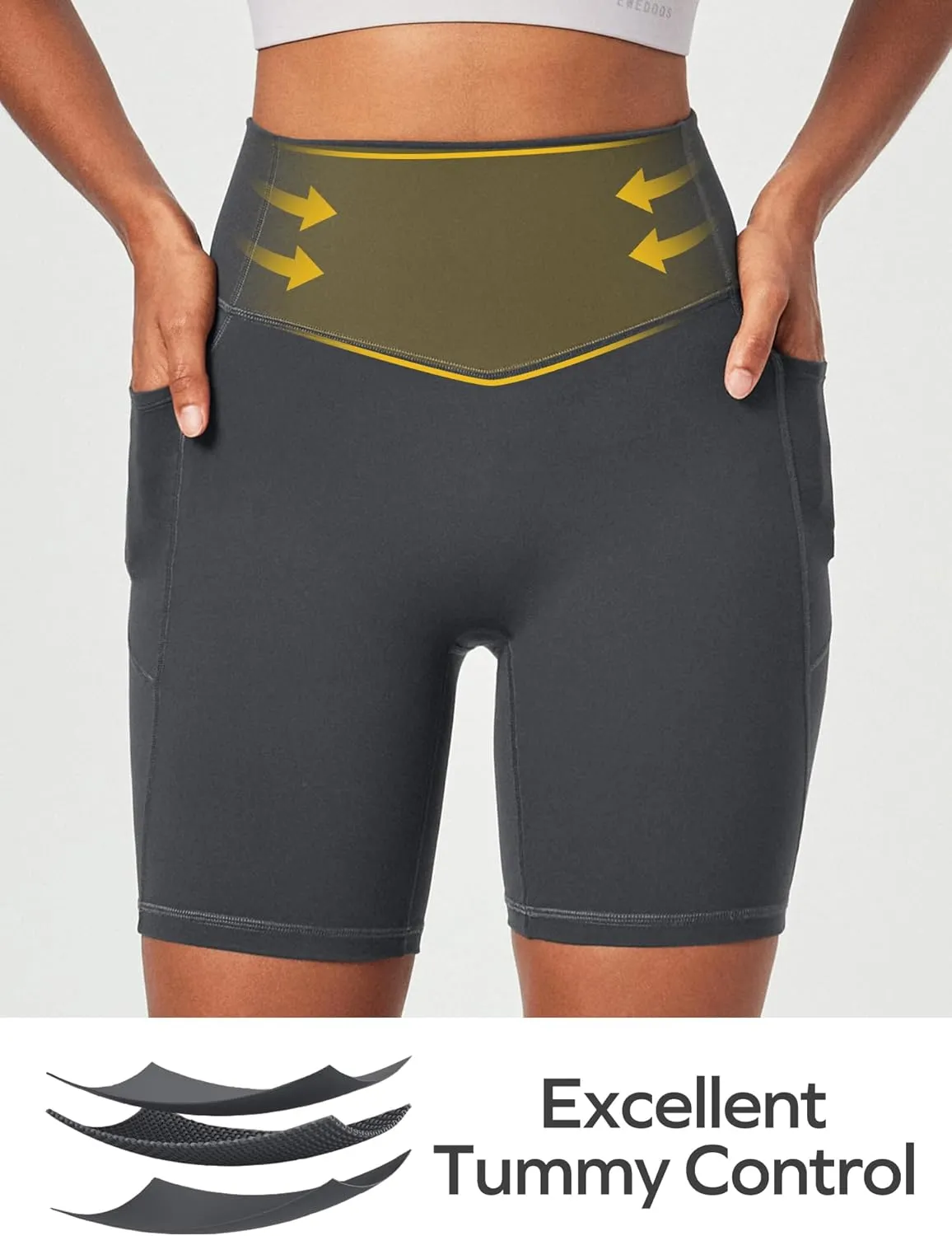 Ewedoos Compression Shorts for Women Spandex Biker Shorts Women Tummy Control with Pockets 6" No Front Seam Yoga Gym Workout