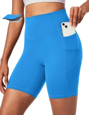 Ewedoos Compression Shorts for Women Spandex Biker Shorts Women Tummy Control with Pockets 6" No Front Seam Yoga Gym Workout