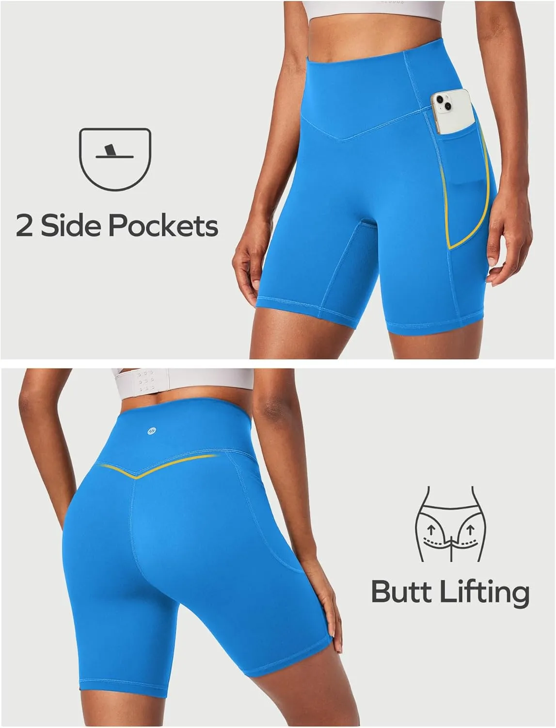Ewedoos Compression Shorts for Women Spandex Biker Shorts Women Tummy Control with Pockets 6" No Front Seam Yoga Gym Workout