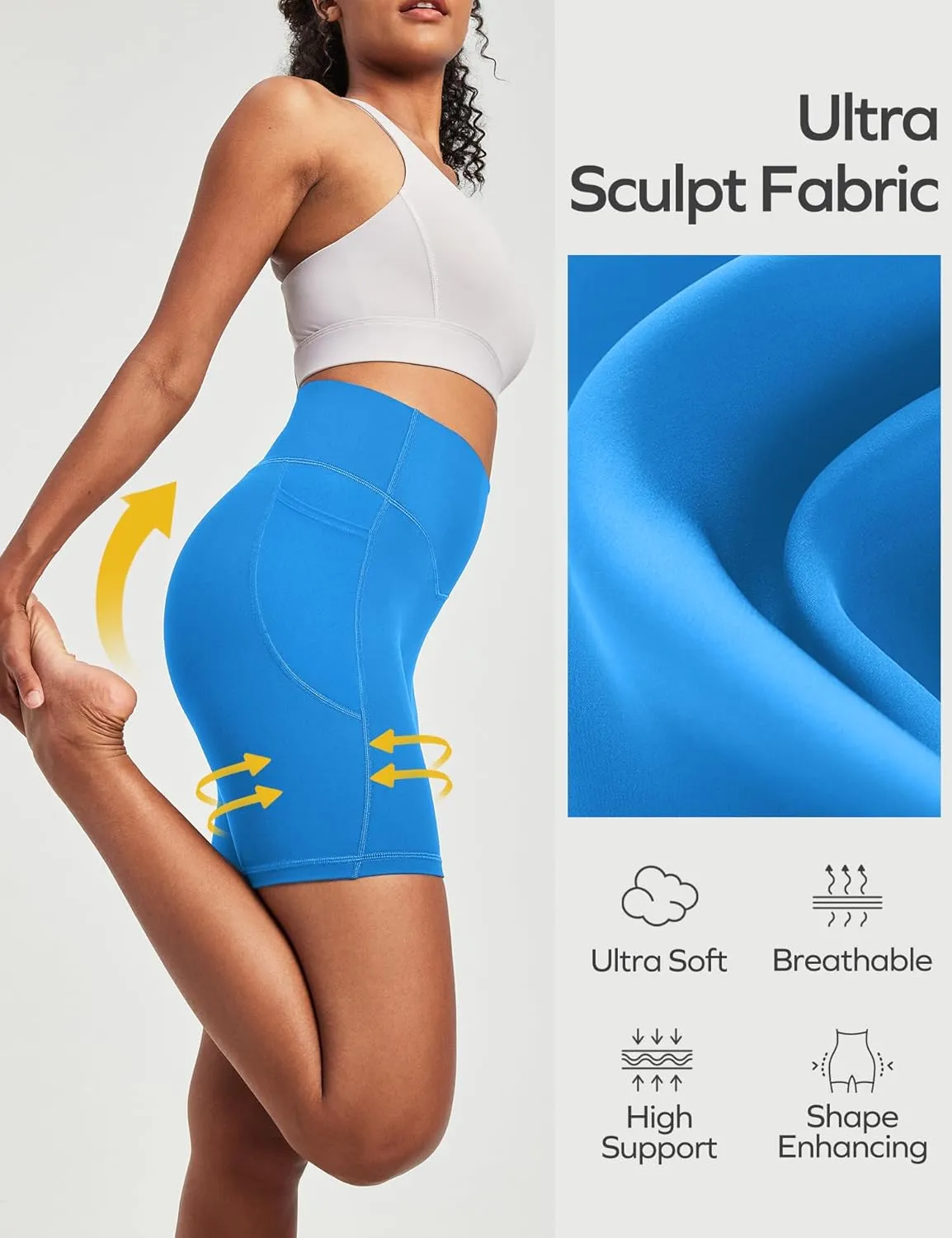 Ewedoos Compression Shorts for Women Spandex Biker Shorts Women Tummy Control with Pockets 6" No Front Seam Yoga Gym Workout