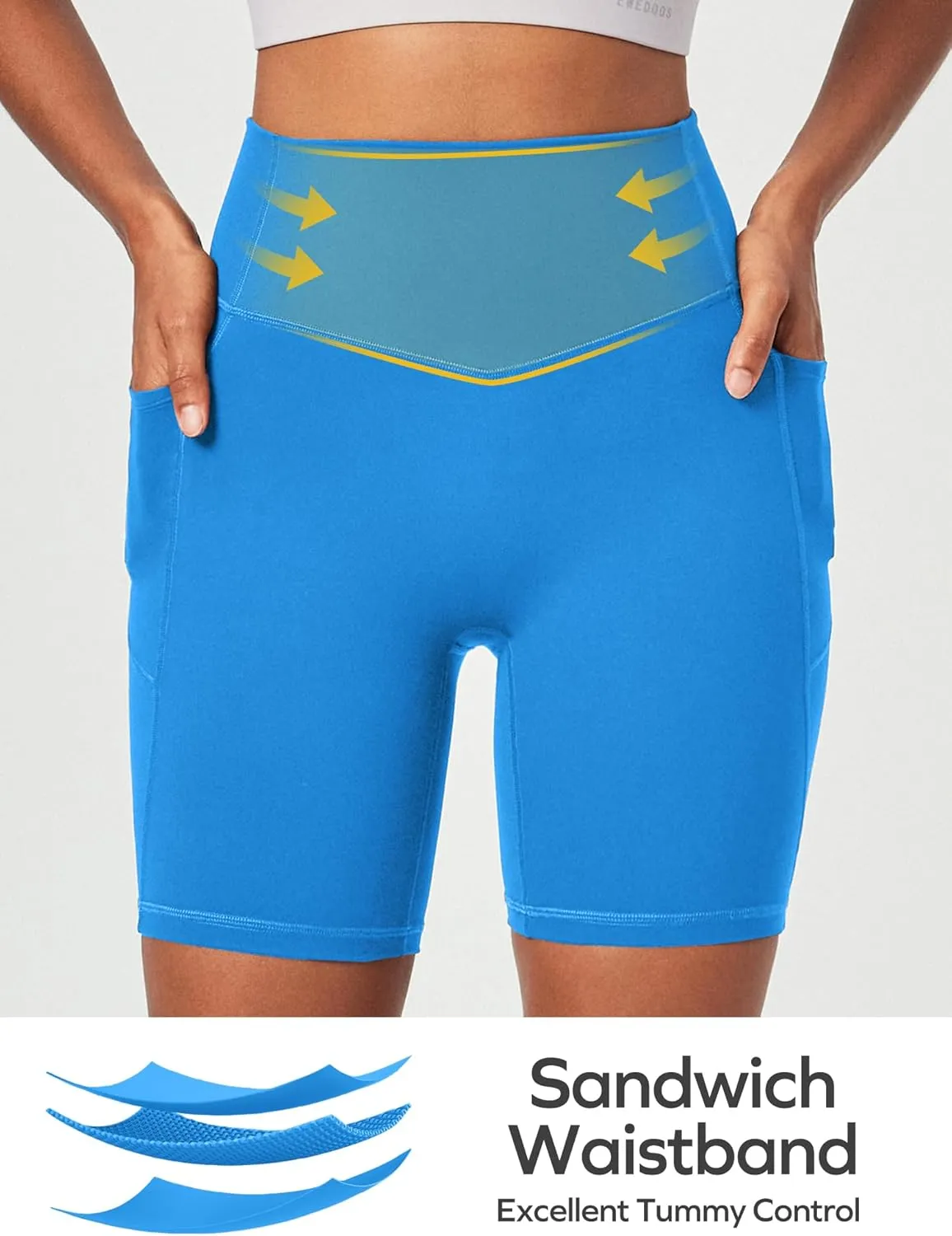 Ewedoos Compression Shorts for Women Spandex Biker Shorts Women Tummy Control with Pockets 6" No Front Seam Yoga Gym Workout