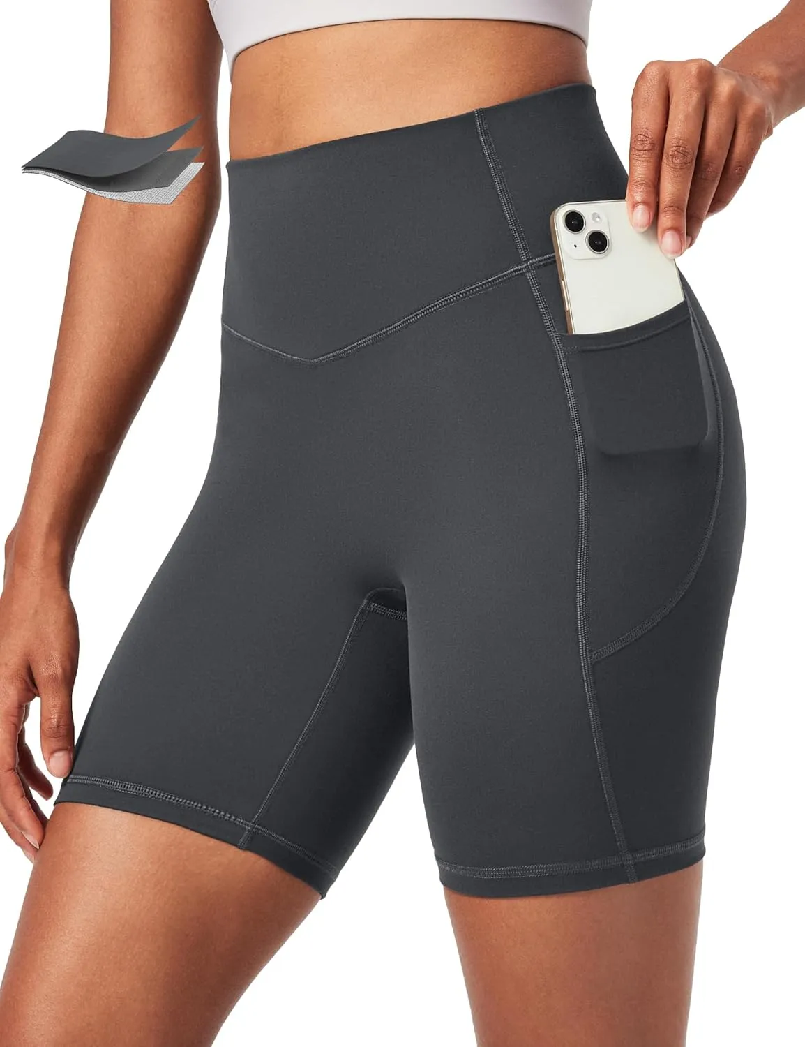 Ewedoos Compression Shorts for Women Spandex Biker Shorts Women Tummy Control with Pockets 6" No Front Seam Yoga Gym Workout