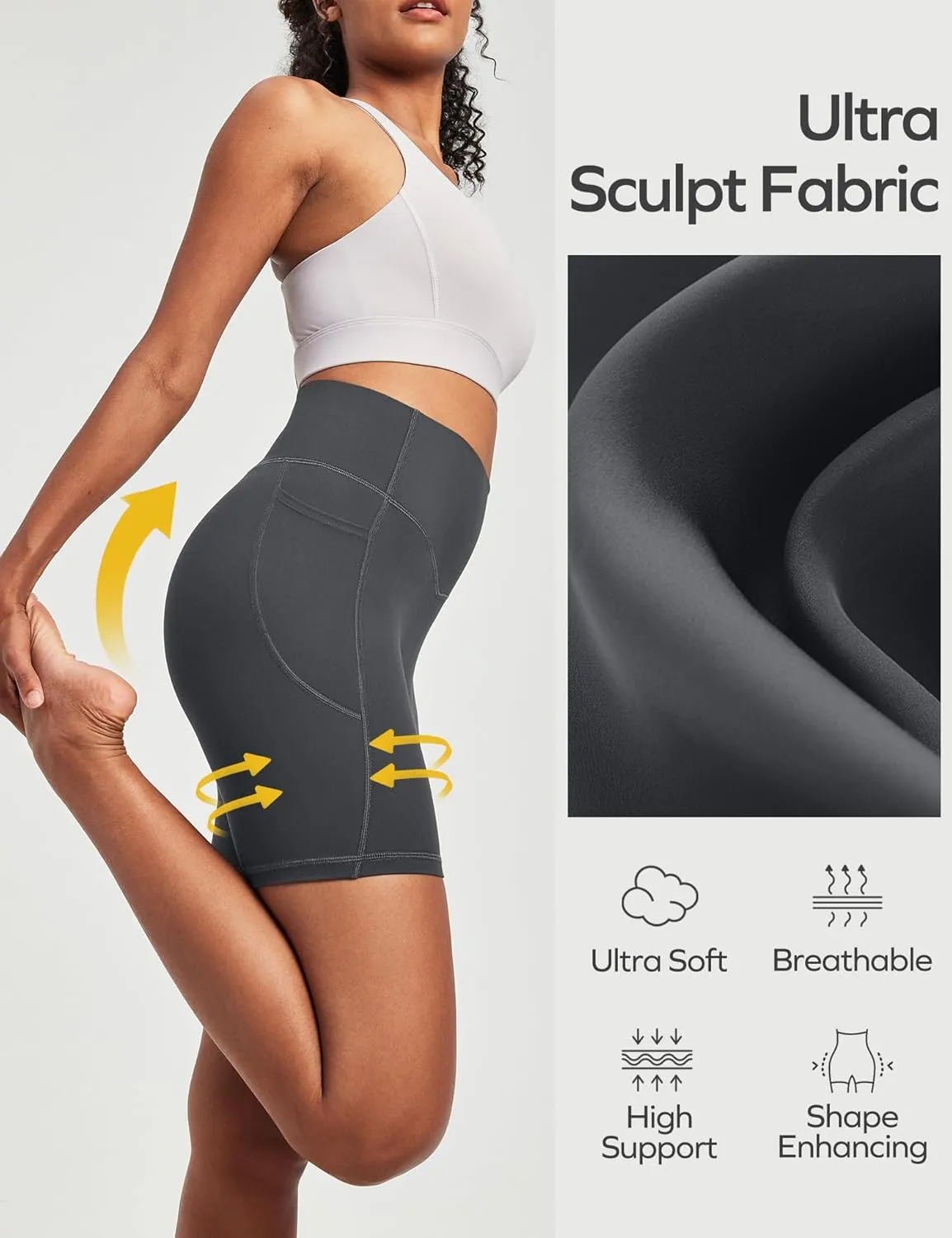 Ewedoos Compression Shorts for Women Spandex Biker Shorts Women Tummy Control with Pockets 6" No Front Seam Yoga Gym Workout