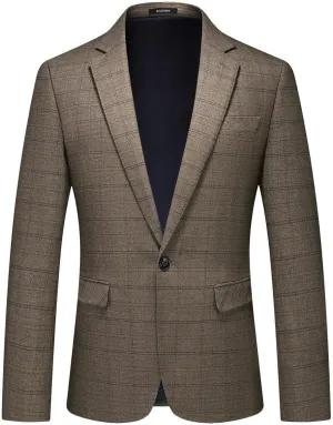Mens Plaid Blazer Sports Coat Casual Slim Fit Checkered Blazer for Men Wedding