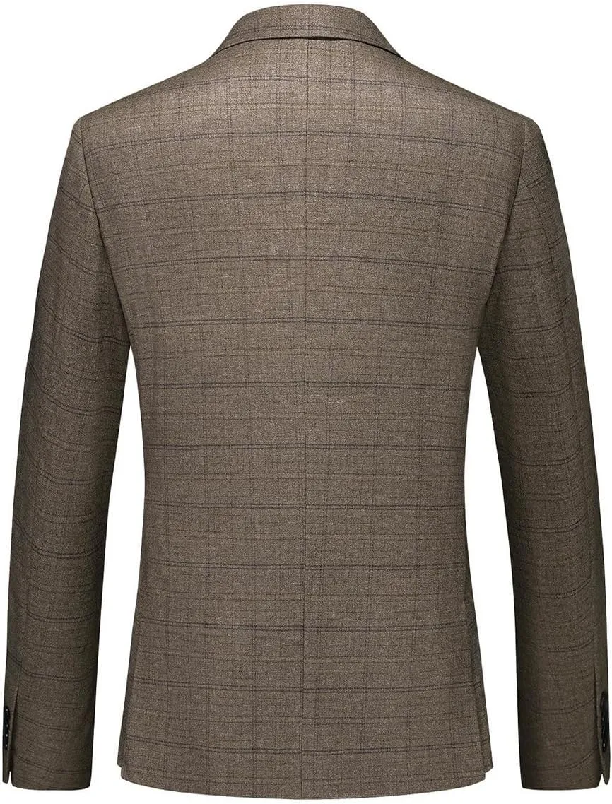 Mens Plaid Blazer Sports Coat Casual Slim Fit Checkered Blazer for Men Wedding
