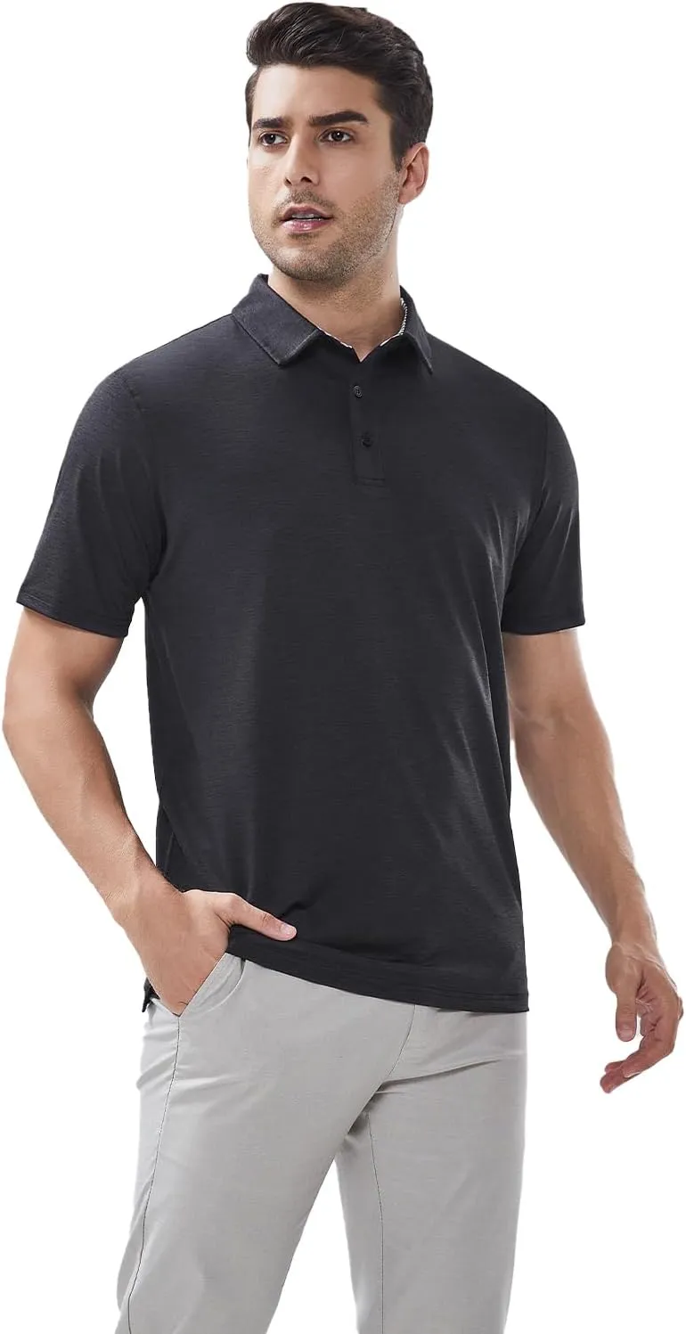 Men's Quick Dry Golf Polo Shirt Moisture Wicking Performance Short Sleeve Athletic Golf Shirts for Men