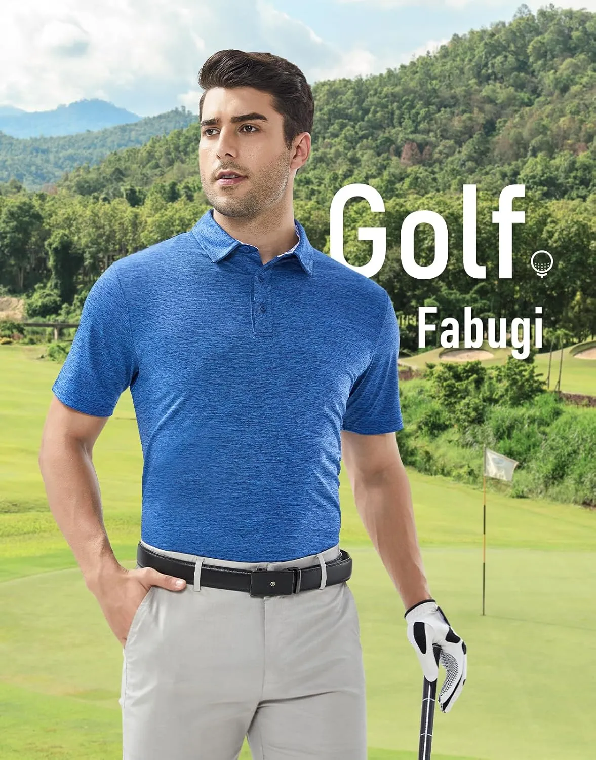 Men's Quick Dry Golf Polo Shirt Moisture Wicking Performance Short Sleeve Athletic Golf Shirts for Men