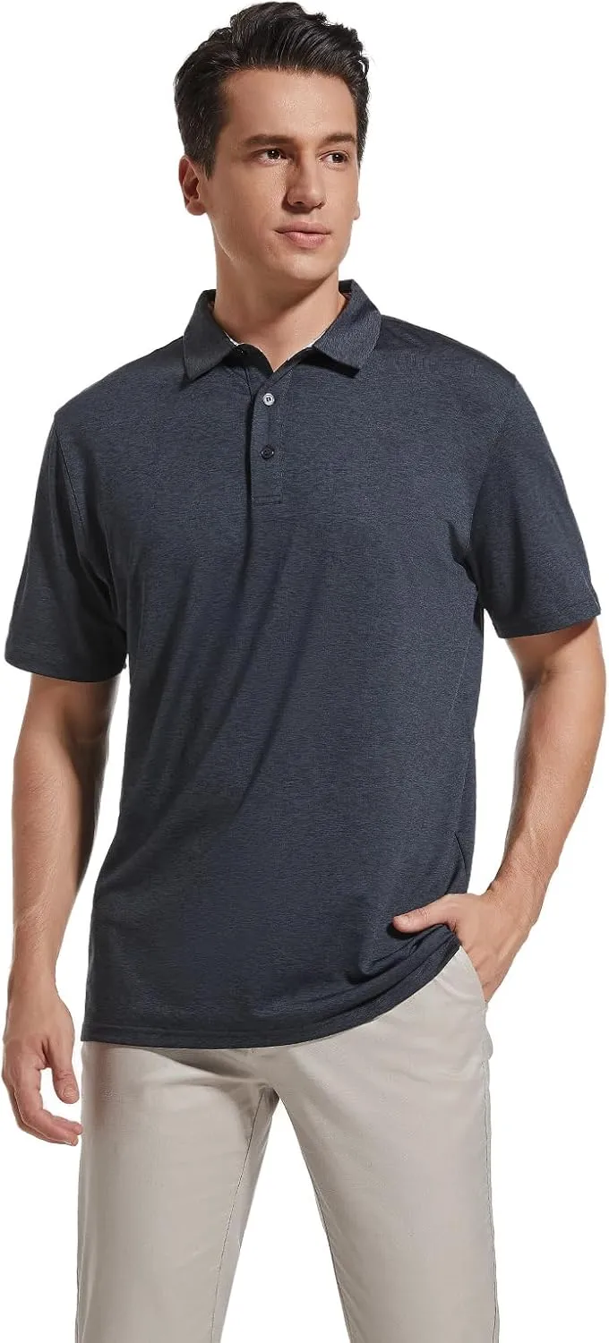 Men's Quick Dry Golf Polo Shirt Moisture Wicking Performance Short Sleeve Athletic Golf Shirts for Men
