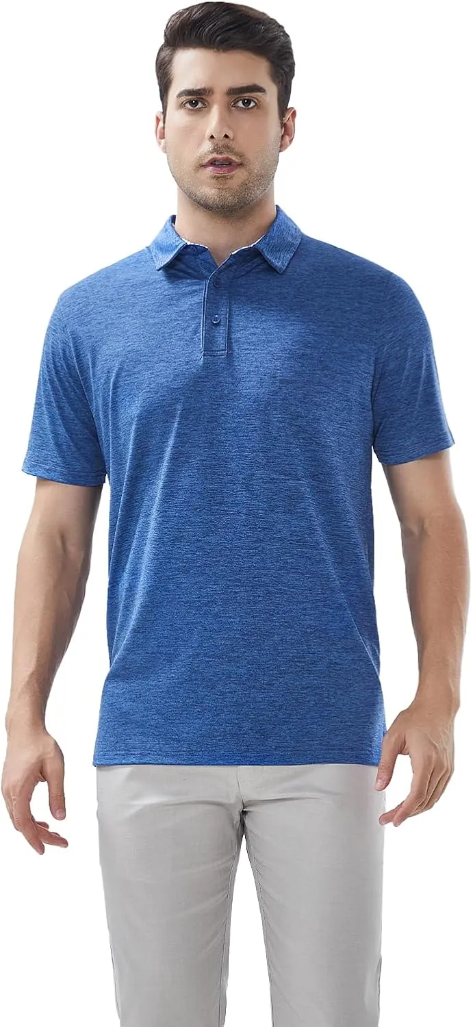 Men's Quick Dry Golf Polo Shirt Moisture Wicking Performance Short Sleeve Athletic Golf Shirts for Men