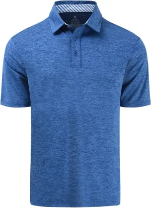 Men's Quick Dry Golf Polo Shirt Moisture Wicking Performance Short Sleeve Athletic Golf Shirts for Men