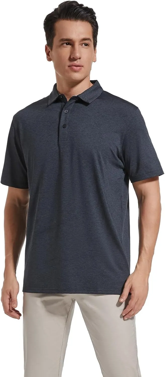 Men's Quick Dry Golf Polo Shirt Moisture Wicking Performance Short Sleeve Athletic Golf Shirts for Men