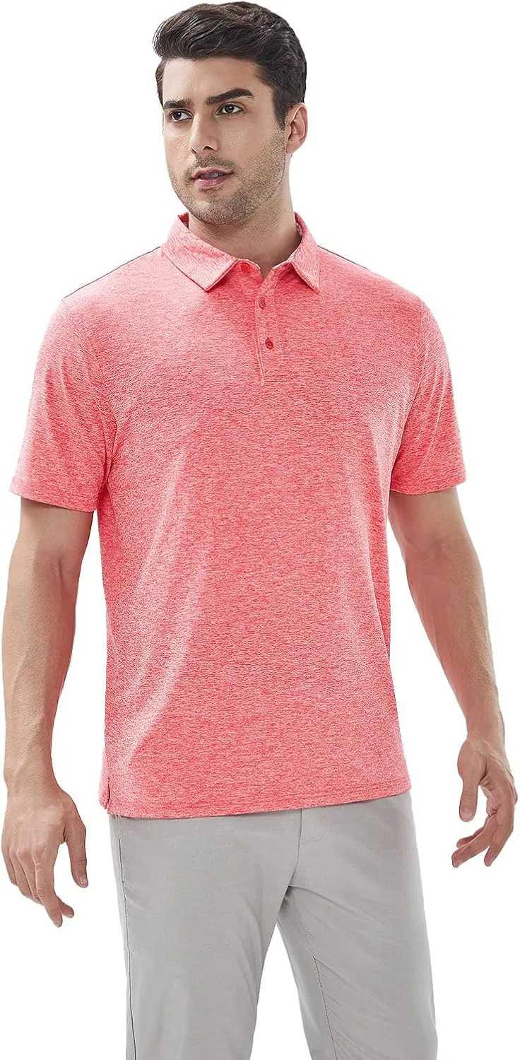 Men's Quick Dry Golf Polo Shirt Moisture Wicking Performance Short Sleeve Athletic Golf Shirts for Men