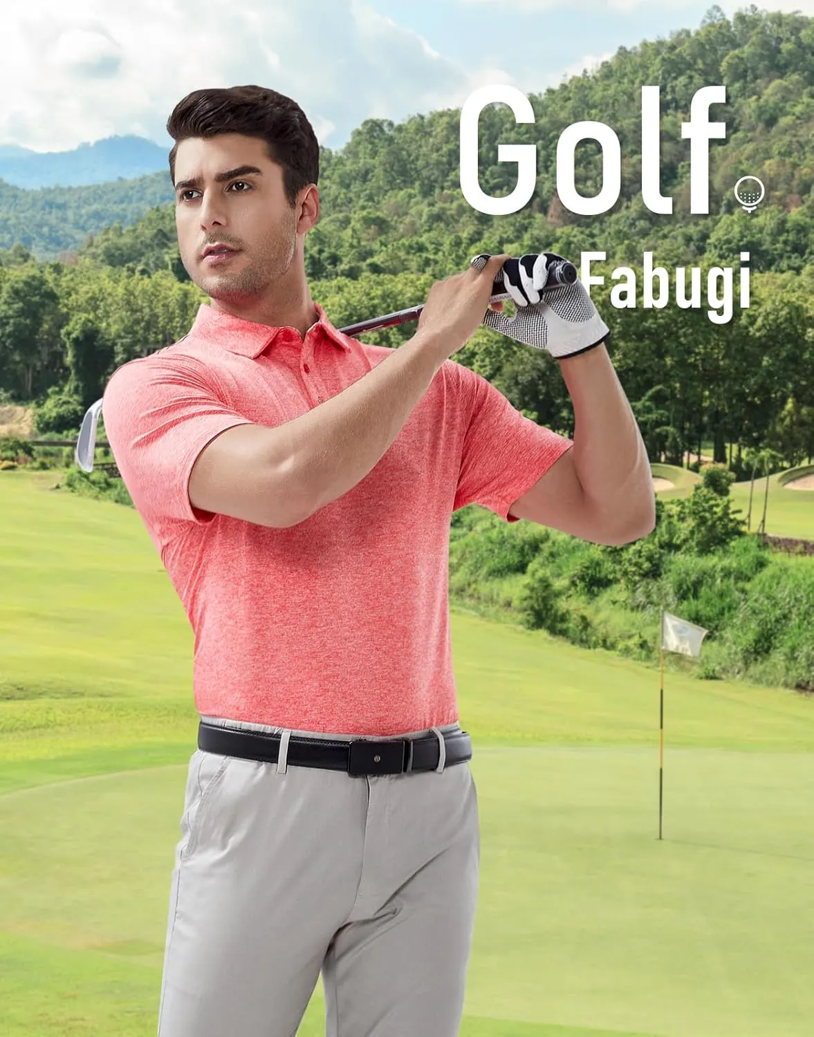 Men's Quick Dry Golf Polo Shirt Moisture Wicking Performance Short Sleeve Athletic Golf Shirts for Men
