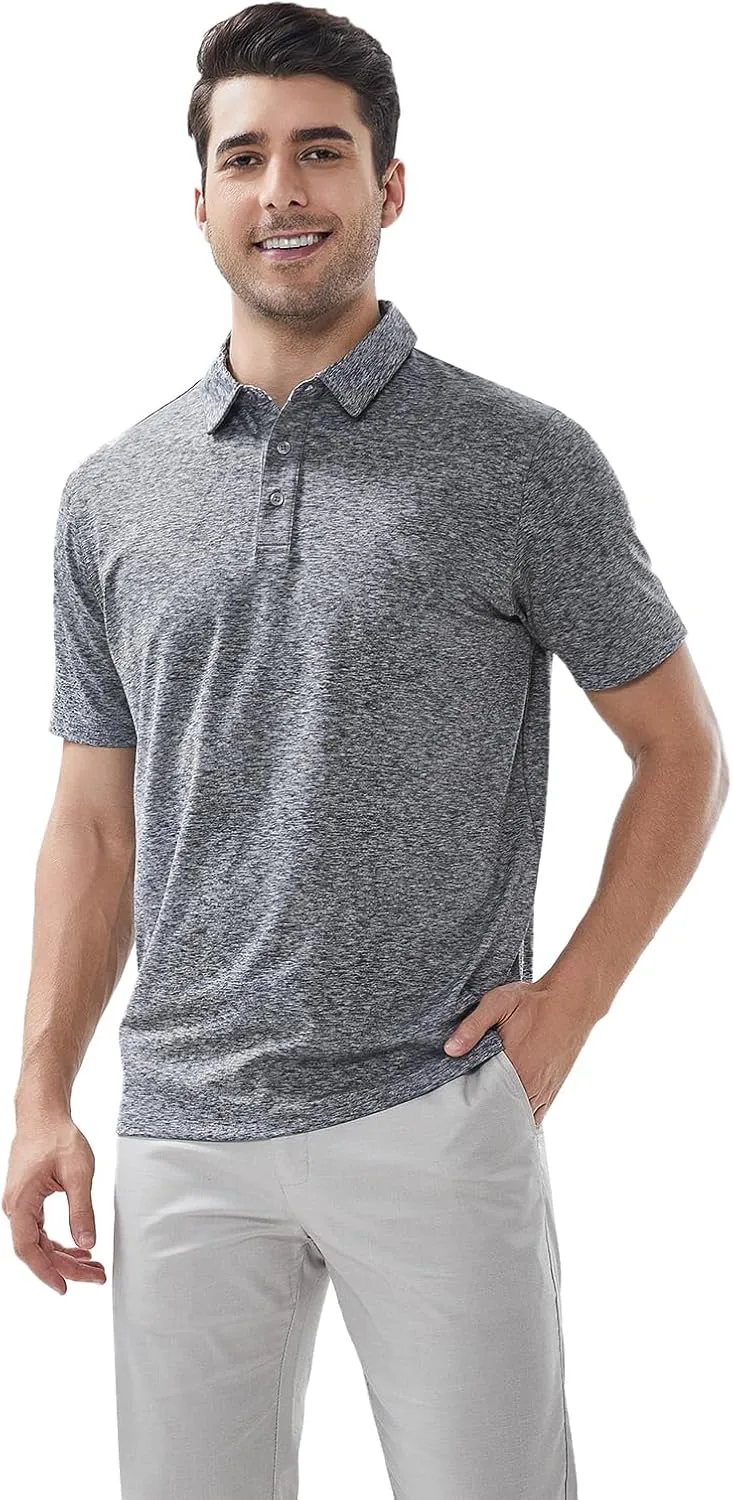 Men's Quick Dry Golf Polo Shirt Moisture Wicking Performance Short Sleeve Athletic Golf Shirts for Men