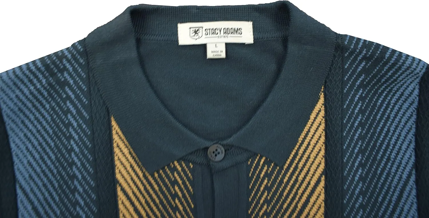 Mens Short Sleeve Knit Sports Shirt - Modern Polo Vintage Classics: Mlange Panel