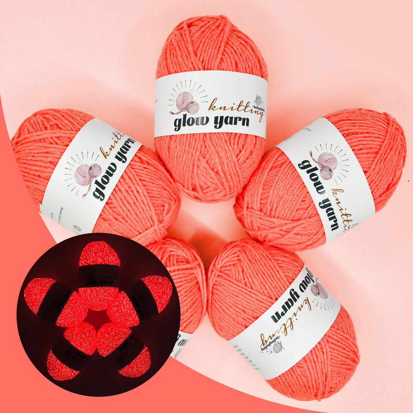 Orange-Red Acrylic Metallic Glow Yarn – Perfect for Christmas Crochet
