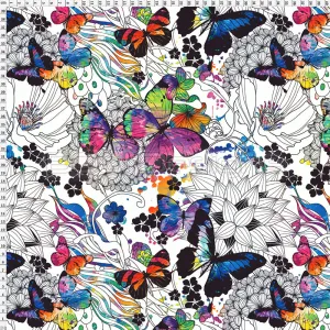 Spandex Rainbow Flutter White