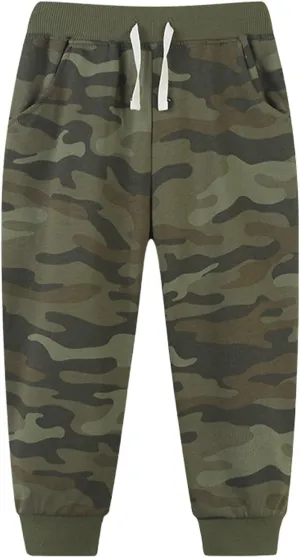 Toddler Boys Camouflage Sweatpants Drawstring Elastic Pull-On Joggers Active Pants Sport High Waisted Trousers Bottoms