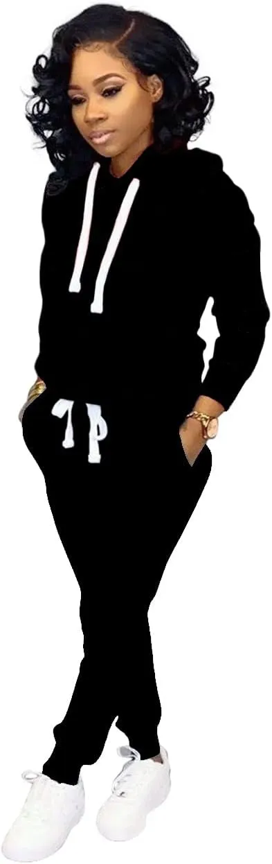 TOPONSKY Womens 2 Piece Tracksuit Long Sleeve Warm Up Outfit Patchwork Pants Set
