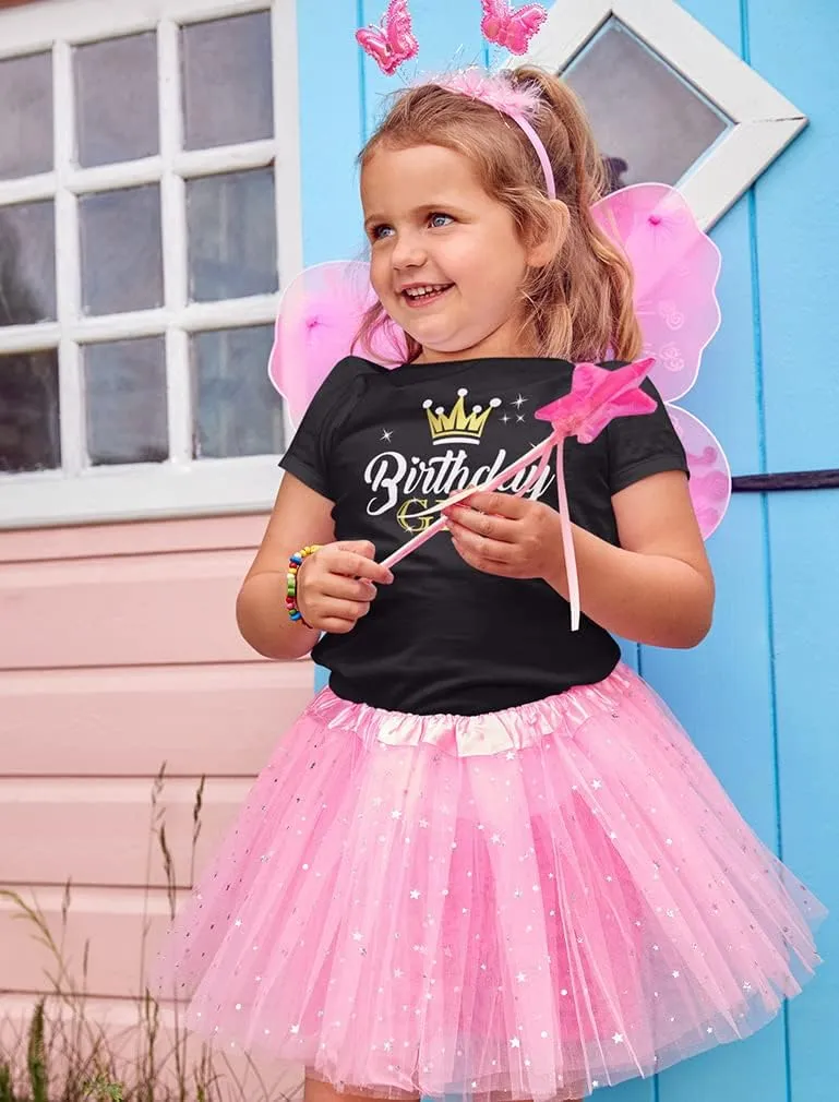 Tstars Princess Crown Birthday Girl Shirt Gifts for 3rd 4th 5th 6th 7th 8th 9th Bday Girls Kids Fitted T-Shirt