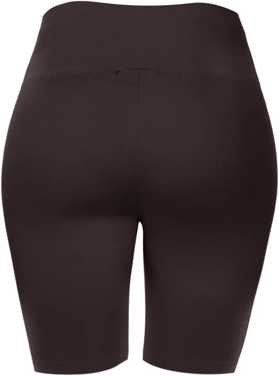 Women's Biker Shorts Buttery Soft High Waist Mid Thigh Cotton Spandex Pants