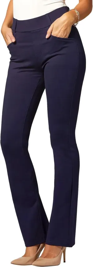 Women's Dress Pants - Wear to Work - Tummy Control Stretch - Pockets & Belt Loops - Bootcut (Available in Plus Size)