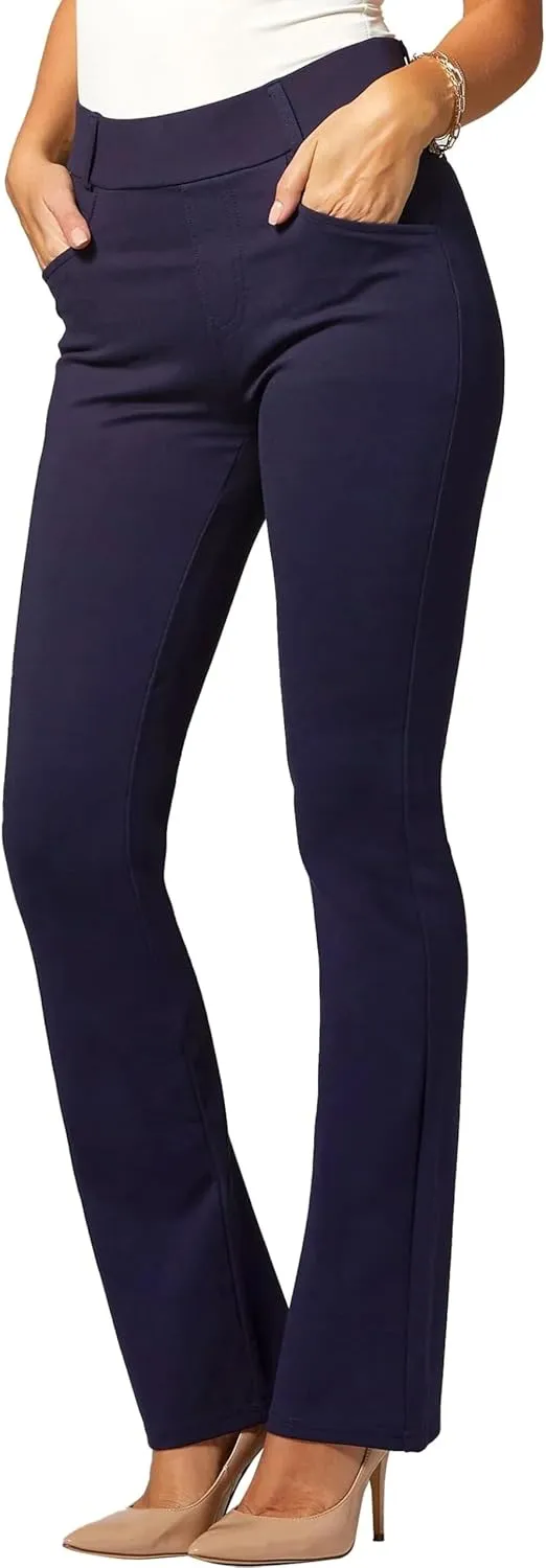 Women's Dress Pants - Wear to Work - Tummy Control Stretch - Pockets & Belt Loops - Bootcut (Available in Plus Size)